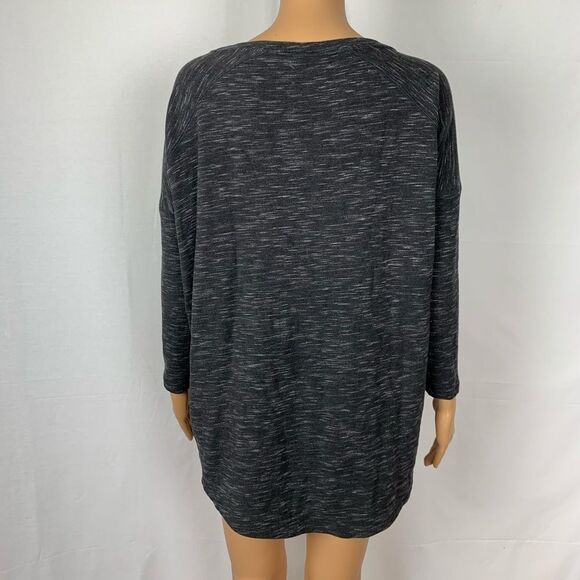 Lou & Grey Space Dye Drop Shoulder Sweater Pullover Wide Neck Grey Gray Small - Picture 7 of 7